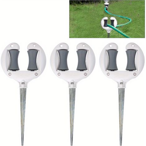 Guide de tuyau d'arrosage robuste (avec rouleau) Support de tuyau d'arrosage pour jardinage, arrosage des fleurs, blanc (1/5)