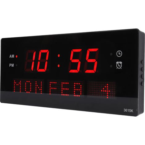 Horloge murale LED décorative, cadre noir, style élégant, trous de suspension, affichage numérique, horloge de bureau électrique, prise UE 100-240 V (1/5)