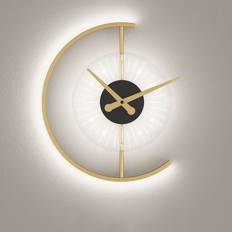 Ugreat – Modern Gold Acrylic Wall Clock – Minimalist Wall Light for Living Room and Bedroom – Cool White Lighting – Elegant Interior Design