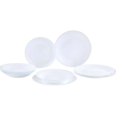 Bormioli White Moon 12-teiliges Geschirrset aus opalem Glas
