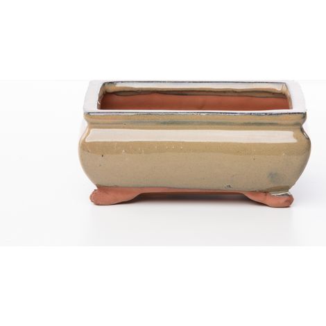 Vaso bonsai smaltato rettangolare cm. 16 Beige (1/2)