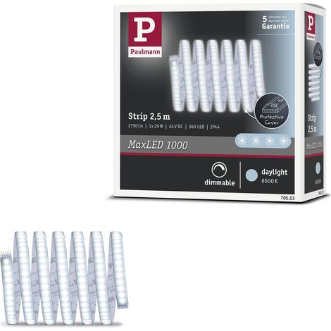 Ruban LED MaxLED 1000 blanc lumière du jour 2,5 m 29 W 2 750 lm 6 500 K IP44 dimmable Ruban LED argent matière plastique (1/5)