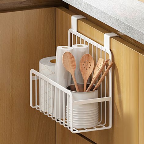 Panier de rangement suspendu pour porte, panier suspendu de style japonais pour placard, étagère à condiments de cuisine, panier de rangement sans clous ni perçage (1/5)