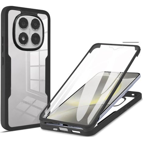 Coque pour Xiaomi Redmi Note 15 4G avec Protection D'écran, Étui Avant et Arrière 360 Degres Antichoc Housse, Antirayures Robuste Bumper Transparente Case, Noir (1/5)