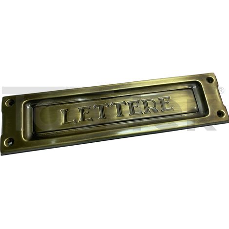 PLACCA LETTERE CASSETTA POSTALE FESSURA OTTONE A BUCA POSTA VULCANIA