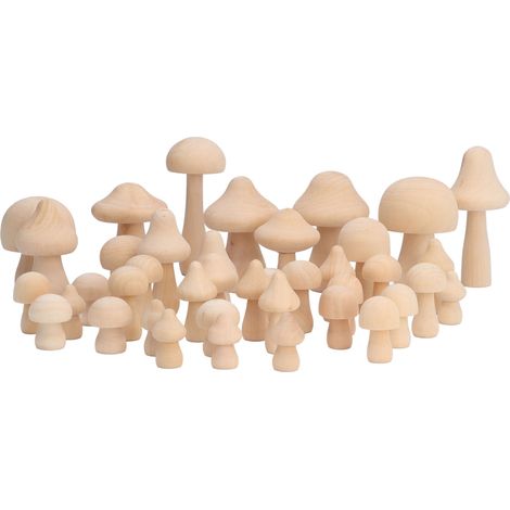 40 pièces Champignons en Bois Brut à Peindre, Décorations Naturelles pour Projets DIY et Personnalisation Créative (1/5)