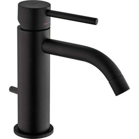 Monomando lavabo negro mate con desagüe 1"1/4 Paffoni Light LIG075NO Negro mate (1/4)