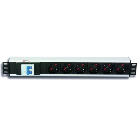 Techly Professional Multipresa per Rack 19'' 6 Posti con Magnetotermico e spina C14 (1/3)