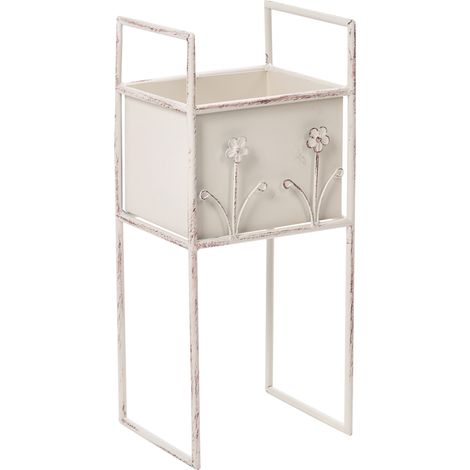 Jardinera elevada macetero de metal para interior y exterior con soporte 22 x 18 x 50 cm hierro beige Lupine (1/5)