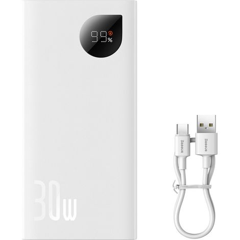 Baseus Adaman2 Powerbank mit Digitalanzeige 2x USB-A / 1x USB-C 10000mAh 30W - Weiß (1/5)