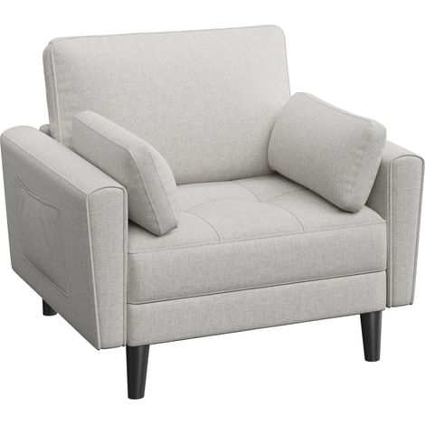 Fauteuil de Salon Moderne Canapé 1 Place avec 2 Coussins Grège (1/5)