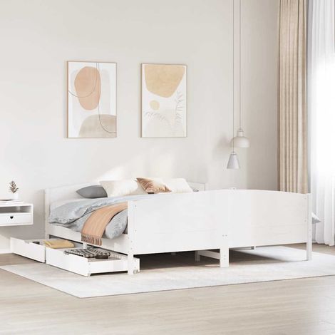 Massivholzbett ohne Matratze Weiß 160x200 Kiefernholz vidaXL (1/5)
