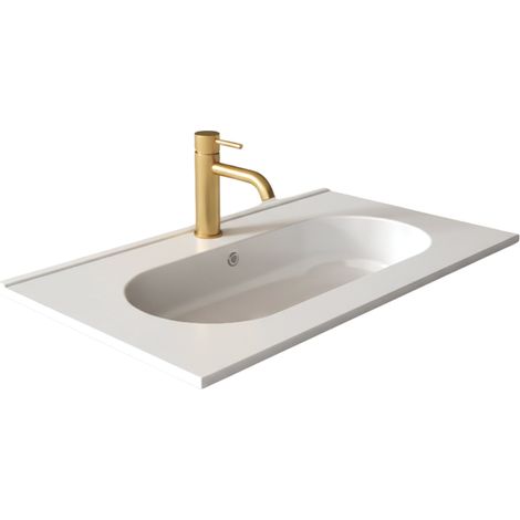 Ovales Einbauwaschbecken – 60 x 46 cm – Hochglanzweiß – CLEA (1/5)