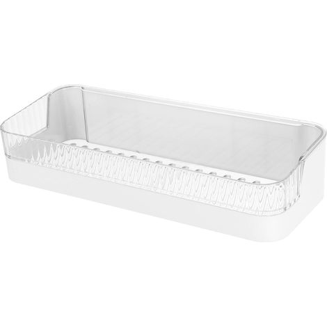 Étagère de salle bain sans perçage, blanche pour douche et lavabo, suspendue multifonctionnelle, (1/5)