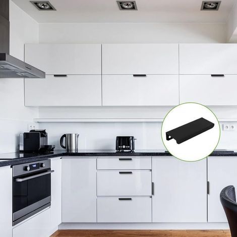 Poignées de meuble dissimulées, 12 poignées de porte cachées, adaptées aux armoires et aux tiroirs, poignées de tiroir noires en alliage d'aluminium. (1/3)