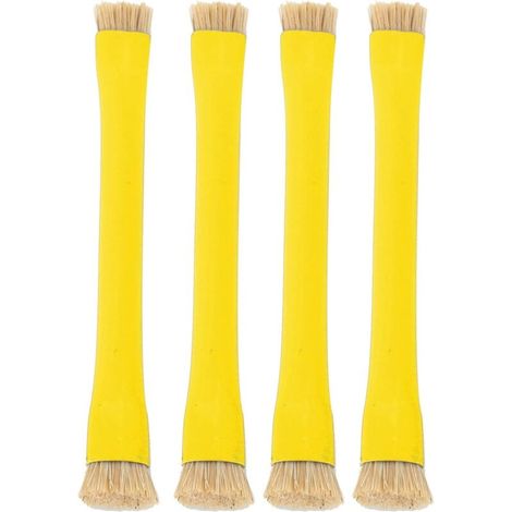 Set di 4 spazzole antistatiche a doppia testina per la pulizia di cellulari, con setole rigide, antistatiche, antiscivolo e con manico isolato (giallo).