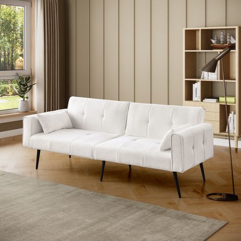 Sofá cama futón de tela beige de 2 paquetes OKMYHOME (1/5)