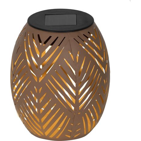 Lumineo Solar LED Windlicht Braun Ø 12 cm Höhe 15 cm warmweiß - Metall & Kunststoff (1/2)