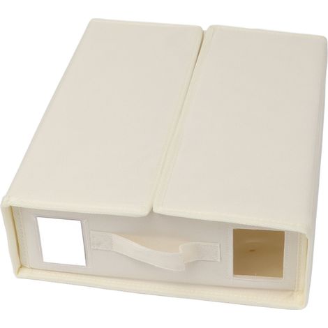 Boîte de rangement de literie en tissu Oxford, 2 pièces, pliable, fermeture éclair, fenêtre Visible, grande capacité, organisateur de draps, Beige (1/5)