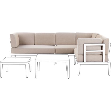 Conjunto de fundas de cojín de exterior para asiento y respaldo de sofá beige Rima III