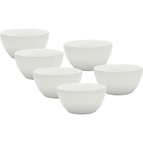 Porzellan Müsli Schale 600 ml weiß - 6er Set - Salat Snack Obst Schüssel 14 cm