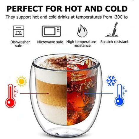 Lot de 6 tasses en verre à double paroi, tasses à café transparentes à double paroi, à double paroi, pour cappuccino, latte et iso (1/5)