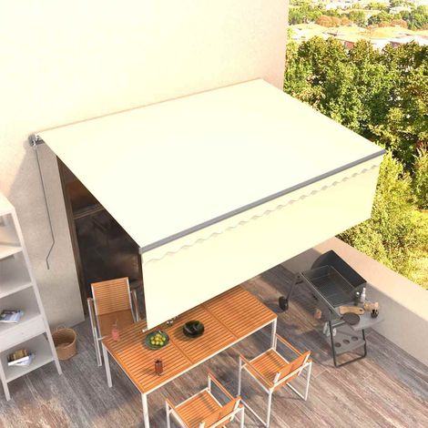 vidaXL Auvent manuel rétractable avec store 4x3 m Crème (1/5)
