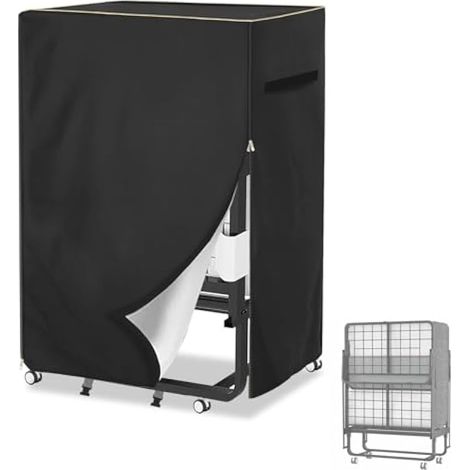 Housse de rangement pour lit pliante, imperméable, universelle, réglable, avec fermeture éclair, pour lit double de 96,5 cm, 99,1 x 38,1 x 113,8 cm (L x l x H), noir (1/5)