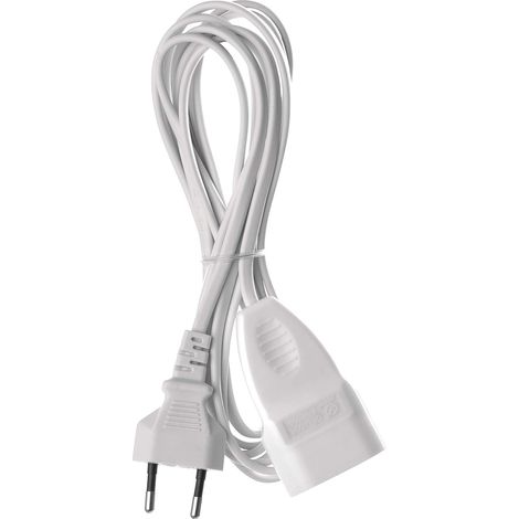 Rallonge électrique 3 m avec fiche Euro et couplage Câble Plastique 2 x 0,75 mm Rallonge de Courant pour intérieur 575 W 250 V (1/5)