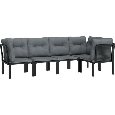 Mobili da giardino mobili da esterno set di mobili 5 pezzi in resina intrecciata nera e grigia 020016615