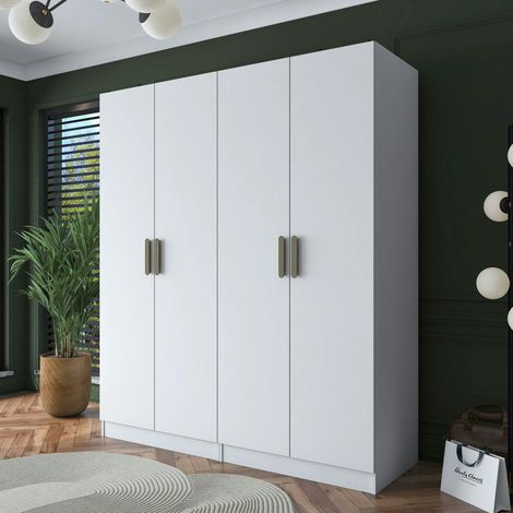 Armoire blanche 4 portes à poignées verticales BYRON (1/5)