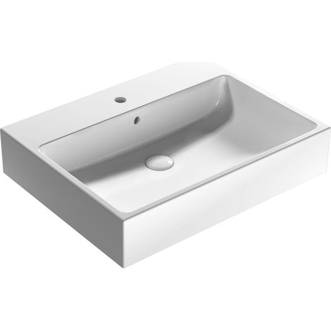 Lavabo in ceramica 65x50 cm Globo Stone SCQ65BI Bianco - Ceramica (1/4)