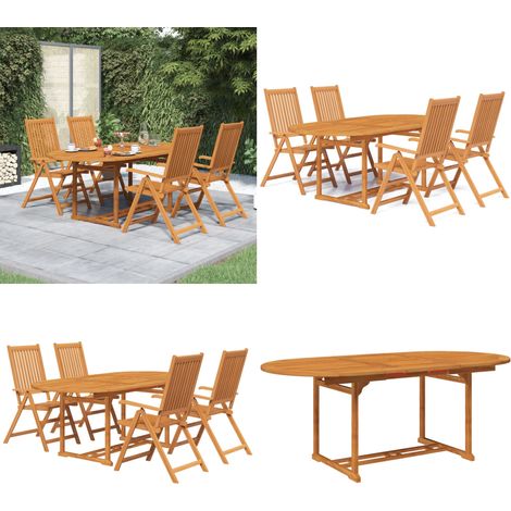 Juego de comedor de jardín 5 piezas madera maciza de acacia 150-200 cm - Mesa extensible - Sillas plegables