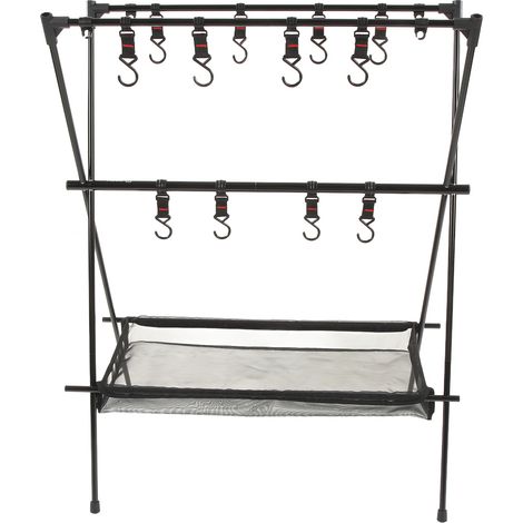 Support suspendu pour le camping en plein air, support de camping portable à double couche et poche en filet (1/5)