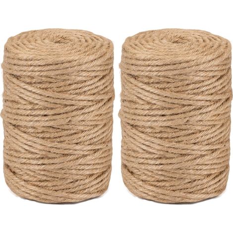 2 - Ficelle Jute - Corde Naturelle - Résistante 6 Fils Torsadés - Pour Jardinage Bricolage Artisanat Emballage - Brun Naturel - 5mm x 100m (1/5)