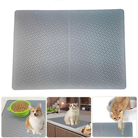 Tapis imperméable anti-déversement pour gamelle de chat ou de chien, antidérapant et idéal pour les repas en famille. (1/4)