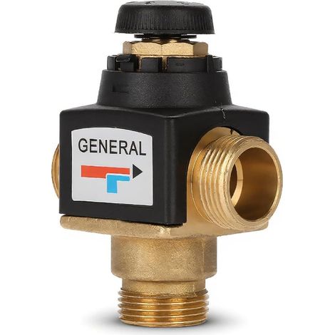 Vanne de mélange radiante, vanne de mélange basse température, vanne de mélange thermostatique 3 voies DN20 en laiton à filetage mâle pour chauffe-eau solaire (1/5)