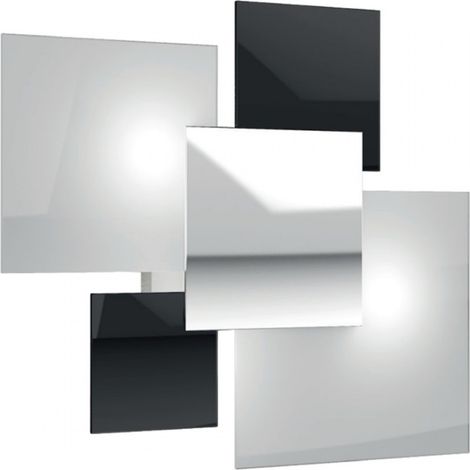 Plafoniera moderna top light shadow 1088 pl70 e27 led vetro lampada soffitto parete, colore bianco e nero