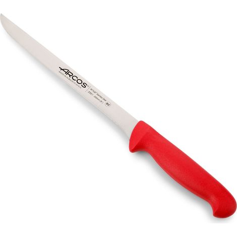 Cuchillo fileteador  Arcos Colour - Prof  295122  de acero inoxidable Nitrum y mango ergonómico de Polipropileno de color rojo  y hoja de 20 cm, funda display (1/5)