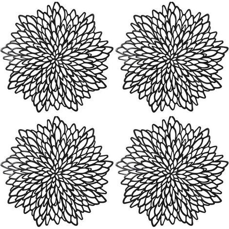 4 Round PVC Table Mats, Decorative Non-Slip Set for Insulation