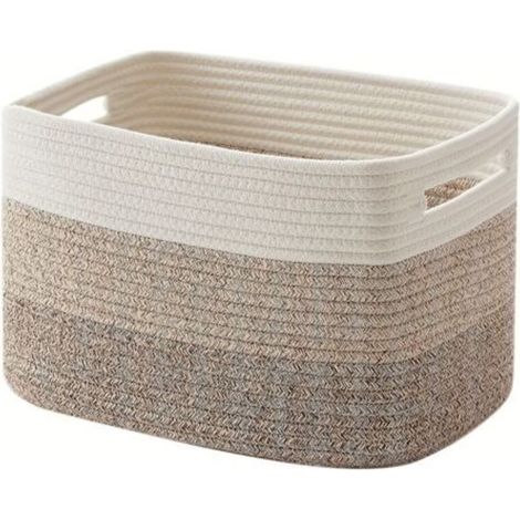 Panier à couverture beige trois pièces 382523cm 1 panier rectangulaire en corde de coton tressé rangement puériculture avec poignée (1/5)