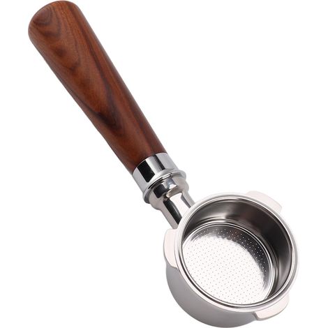 Kaffeefilterhalter 3-ohrig 51 mm Edelstahl bodenlos für Donlim, Petrus, Bear, Yanxuan A1 Kaffeemaschinen aus Rosenholz (1/5)