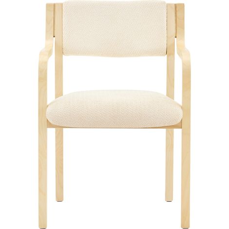 2er-Set Esszimmerstühle mit Armlehnen, gebogenes Holz, Teddy-Stoff, nordischer Stil (1/5)
