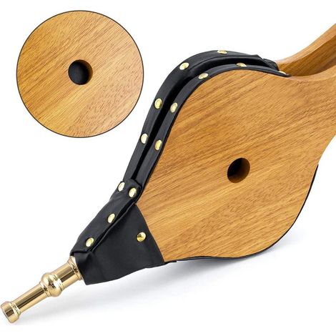 Soufflet de cheminée grand format pour bois, 39,4 cm x 17,8 cm, souffleur d'air pour feux de camp et barbecues, livré avec buse en fonte et sangle de suspension (1/5)