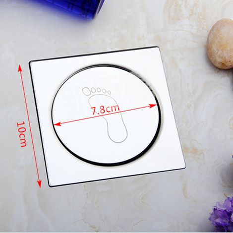 Bonde de sol escamotable en acier inoxydable épais, bonde de sol à pédale, bonde de douche carrée escamotable anti-odeurs et anti-obstruction, accessoires de salle de bain, finition brillante. (1/5)
