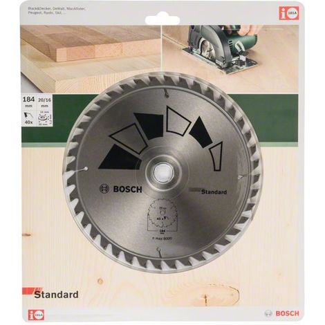 Bosch Kreissägeblatt STANDARD D= 184 mm Bohrung= 20 mm Z= 40 - 2609256B56 (1/3)