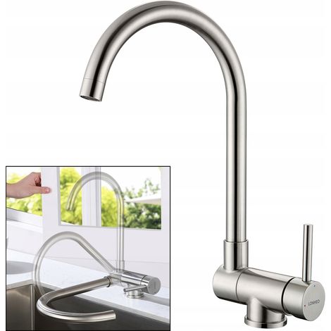Hochdruck Küchenarmatur Umklappbar 360° Drehbar, Klappbares Hochdruck Wasserhahn Küchen aus Edelstahl,  Spültischarmatur Einhebelmischer mit Abnehmbarem Perlator (1/5)