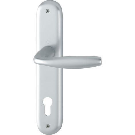 Poignée de porte sur plaque PZ 88, épaisseur de porte 35-45, argent anodisé VK 8/8,5 New York