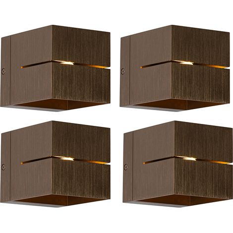 Set mit 4 Smart Wandleuchten Dunkelbronze 9,7 cm Inkl. WiFi G9 - Transfer Groove