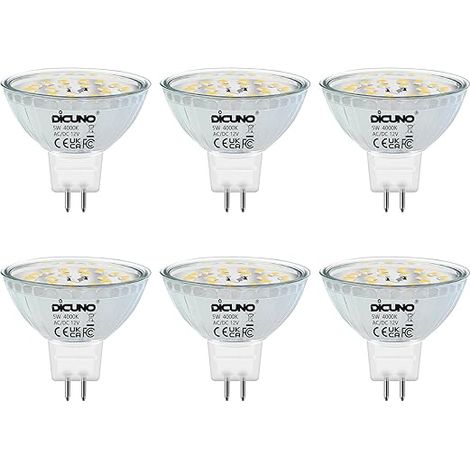 Ampoule LED GU5.3 MR16 12V 5W Blanc Neutre 4000K 500LM 120° Spot Non Dimmable pour Éclairage Intérieur (1/5)